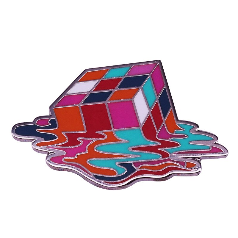 Melting Rubik's Cube Brooch