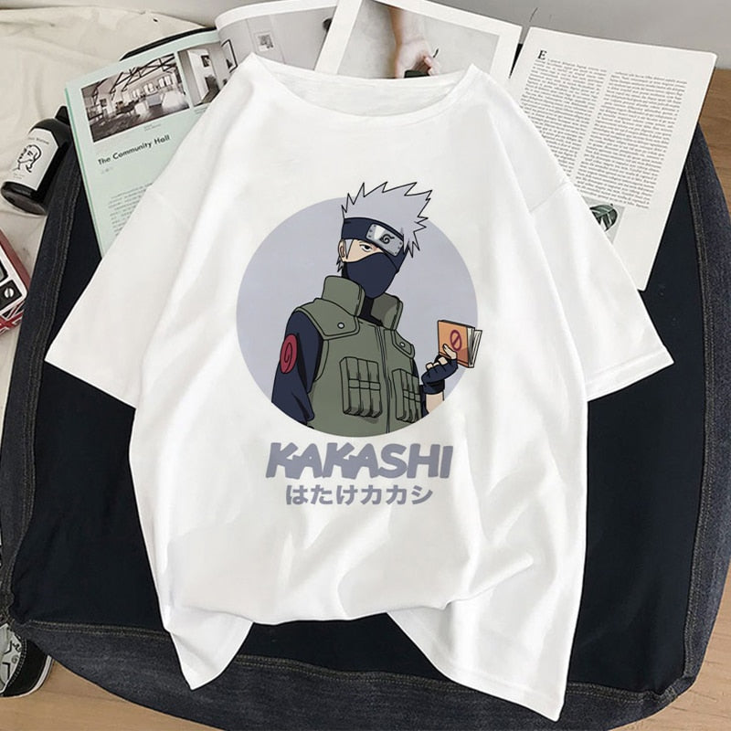 Naruto Hatake Kakashi Graphic Print T-shirt Women Harajuku Aesthetic White Top Plus Size Tshirt Anime Japan Style Female T Shirt