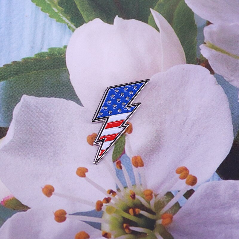 Lightning Shaped American Flag Pin