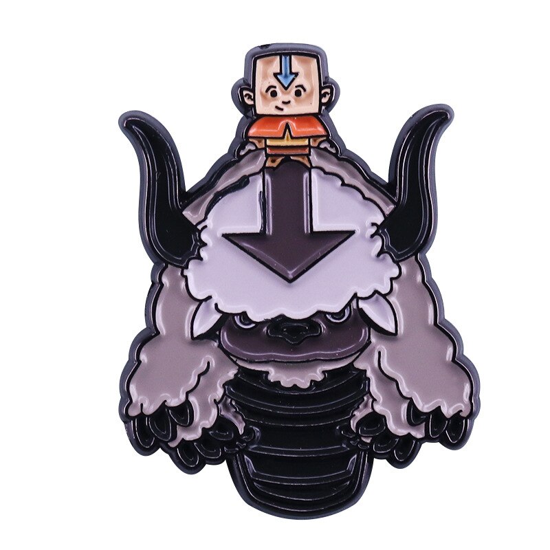 Movie Avatar: Avatar An Ang and Flying Bison Apa Cartoon Animation Brooch