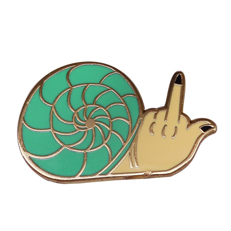 Middle finger snail brooch cute subtle sarcasm statement badge