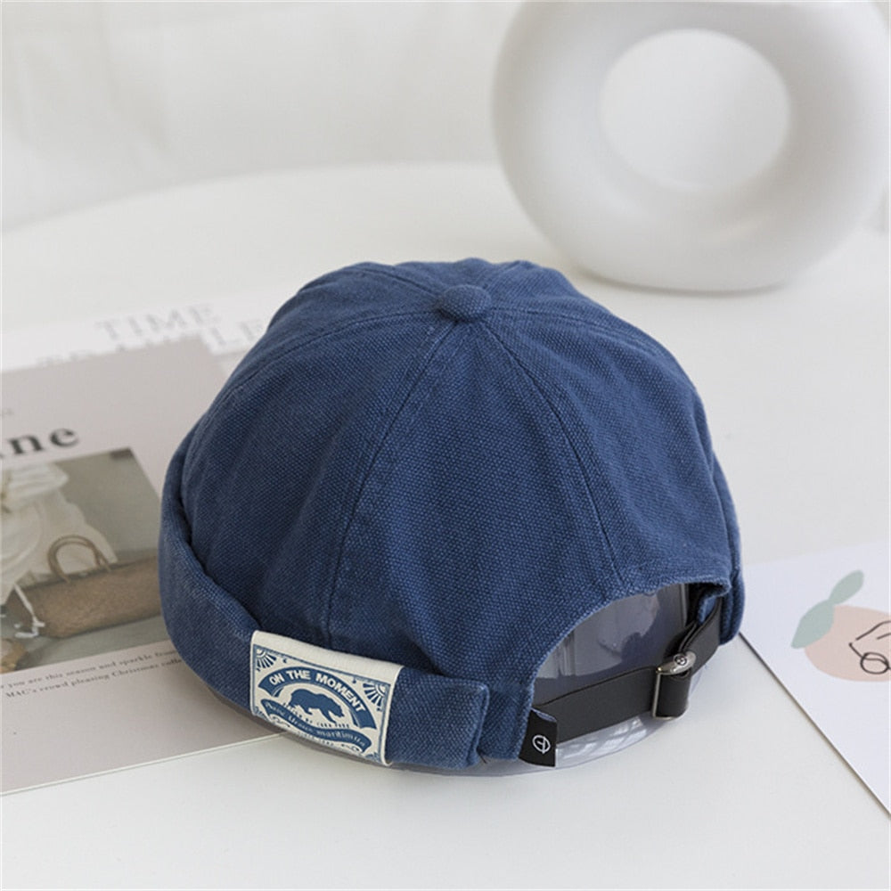 Men Women Retro Dome Melon Brimless Beanie Cap Unisex Skullcap Sailor Cotton Mechanic Trendy Color Elastic Panels Docker Hat