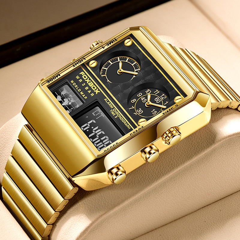 LIGE 2022 New Creative Square Watch Men Top Brand Luxury Digital Watch Fashion Dual Display Watches For Men Relogio Masculino