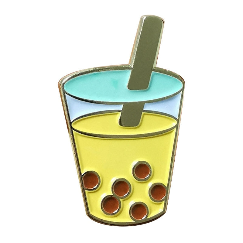 Lovely Pearl Milk Tea Brooch Dessert Drink Badge