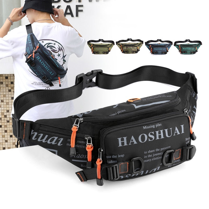 Fashion Letter Waist Bags For Men Casual Nylon Waist Packs Hot Sale Unisex Belt