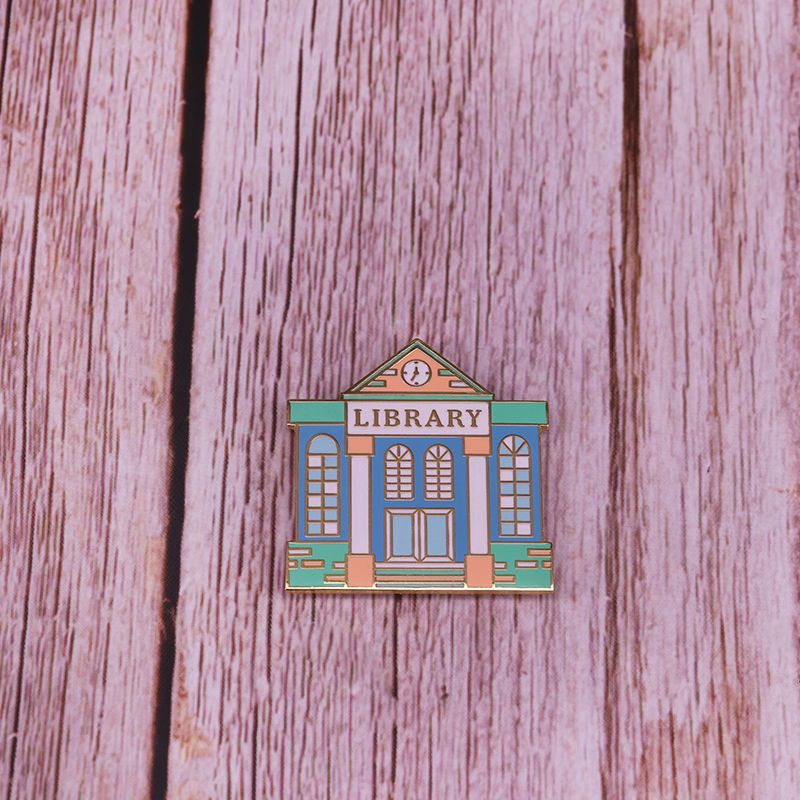 Library brooch reading literature badge
