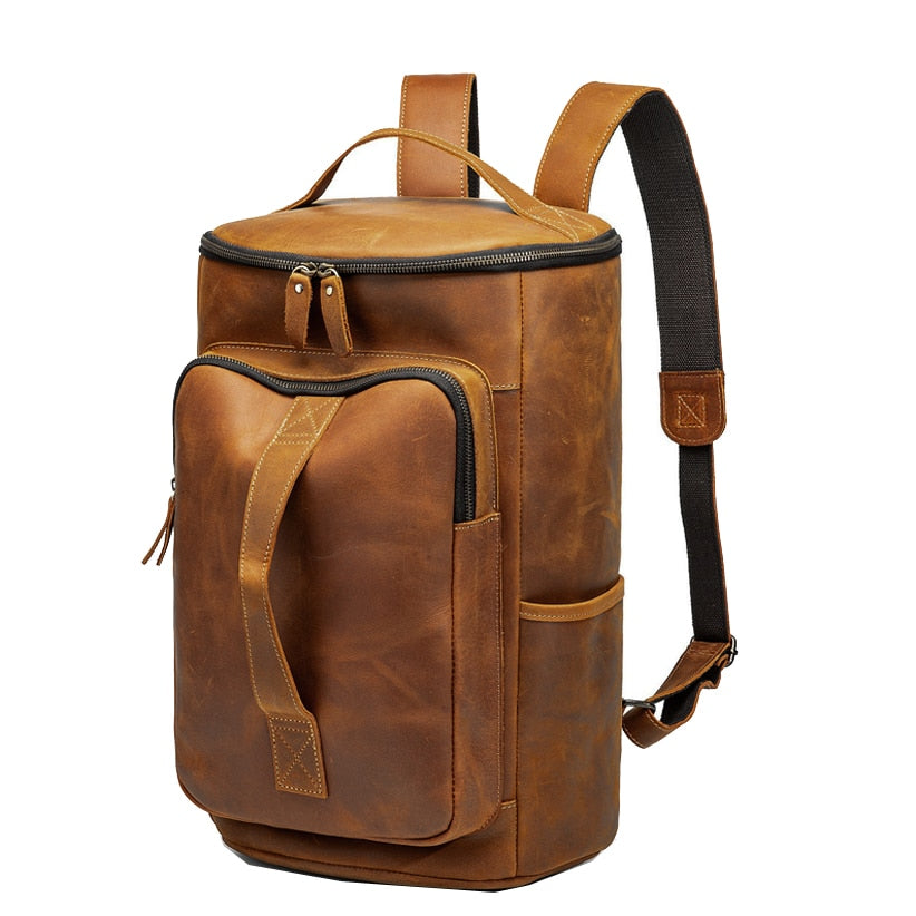 Men Backpack Men Thick Genuine Leather Backpacks Luxury Designer Casual