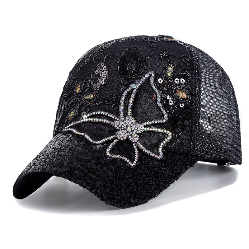 New Fashion Women's Cap Butterfly Flower Pendant Baseball Cap Female Outdoor Adjustable Streetwear Summer Trucker Hat
