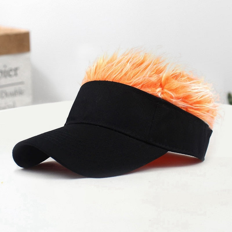 Novelty Baseball Cap Fake Hair Visor Sun Hat Men Women Hip Hop Caps With Spiked