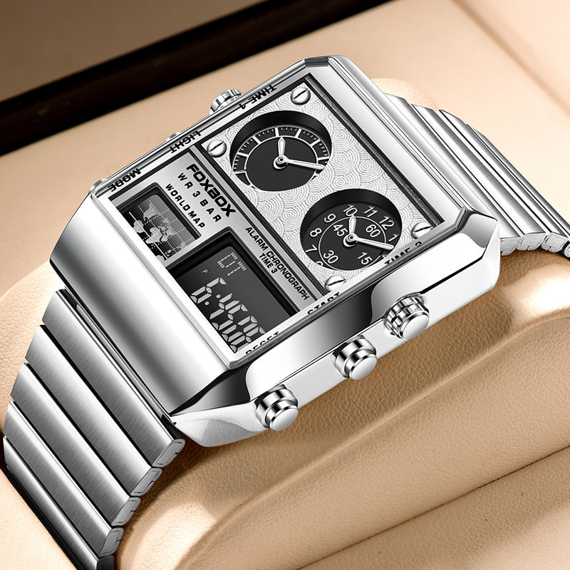 LIGE 2022 New Creative Square Watch Men Top Brand Luxury Digital Watch Fashion Dual Display Watches For Men Relogio Masculino