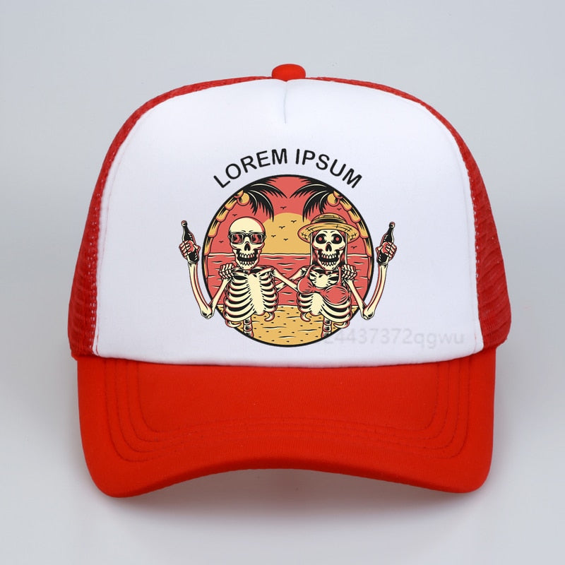 Lorem Ipsum Baseball cap punk skull Couples beach sunhat  Fashion Summer Vacation Beach sunhat men mesh Breathable snapback hat