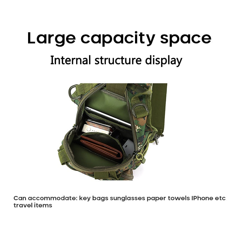 Mens Tactical Military Oxford Crossbody Shoulder Bag Chest Pack Camping Hiking Backpack Outdoor Sports Travel Handbag
