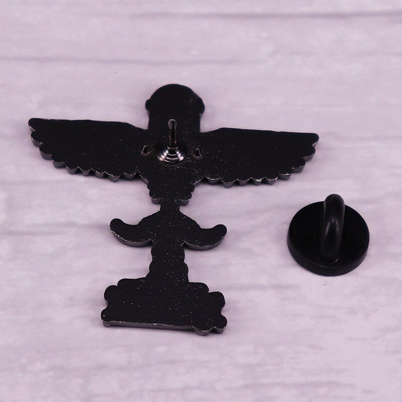 Magic Hourglass Gyro Compass Brooch White Owl Badge
