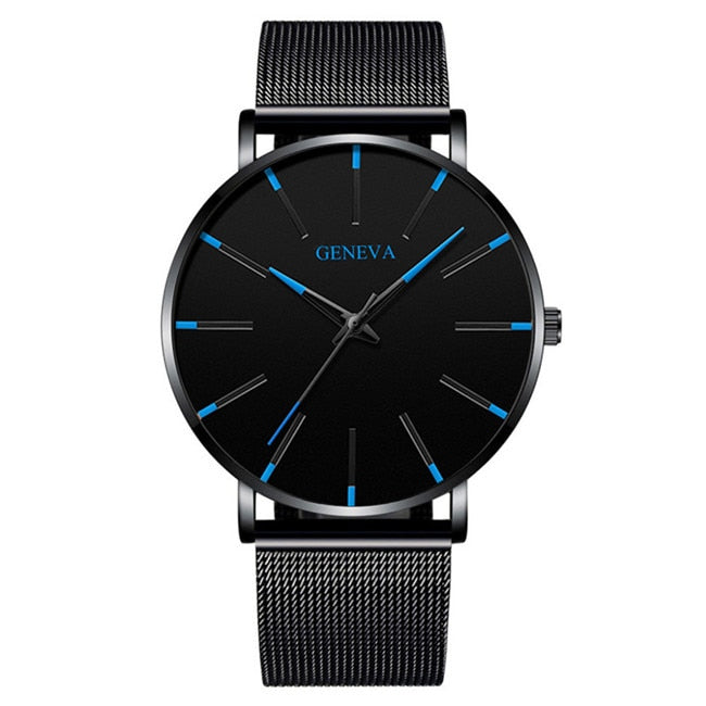 Minimalist Men's Fashion Ultra Thin Watches Simple Men Business Stainless Steel Mesh Belt Quartz Watch relogio masculino