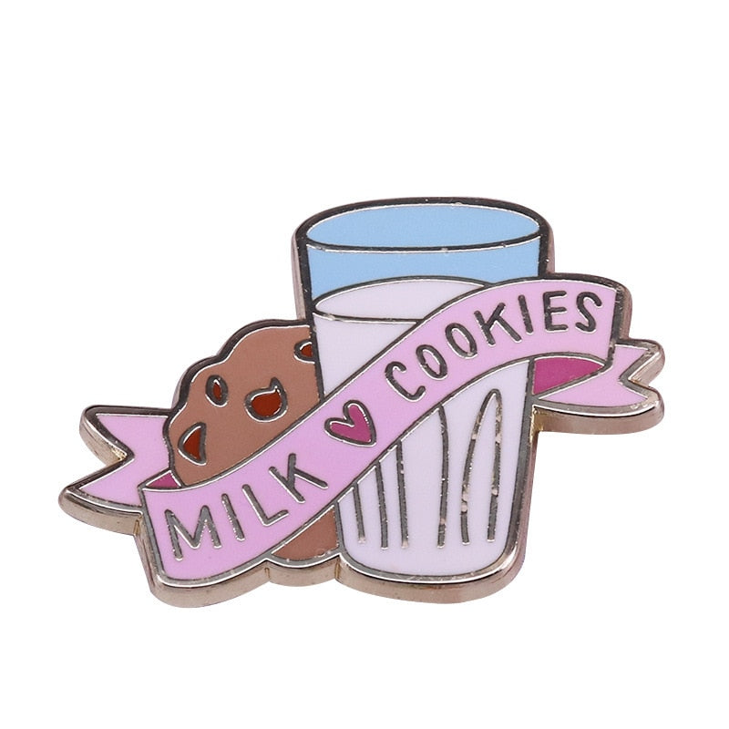 Milk and Biscuit Brooch Childhood Food Badge