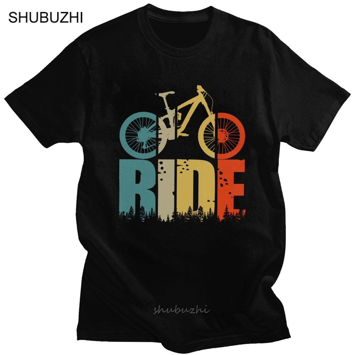 Retro Ride Your Mountain Bike T Shirt Men MTB Lover T-shirt Short Sleeved Print