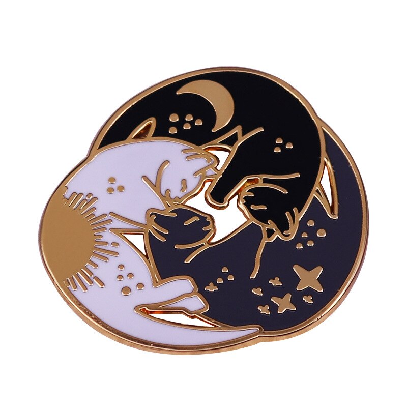Cute cat brooch These three cats represent the sun, moon and stars cartoon animal badges