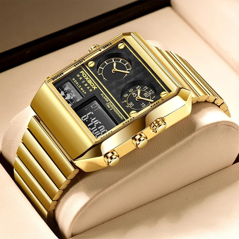 LIGE 2022 New Creative Square Watch Men Top Brand Luxury Digital Watch Fashion Dual Display Watches For Men Relogio Masculino