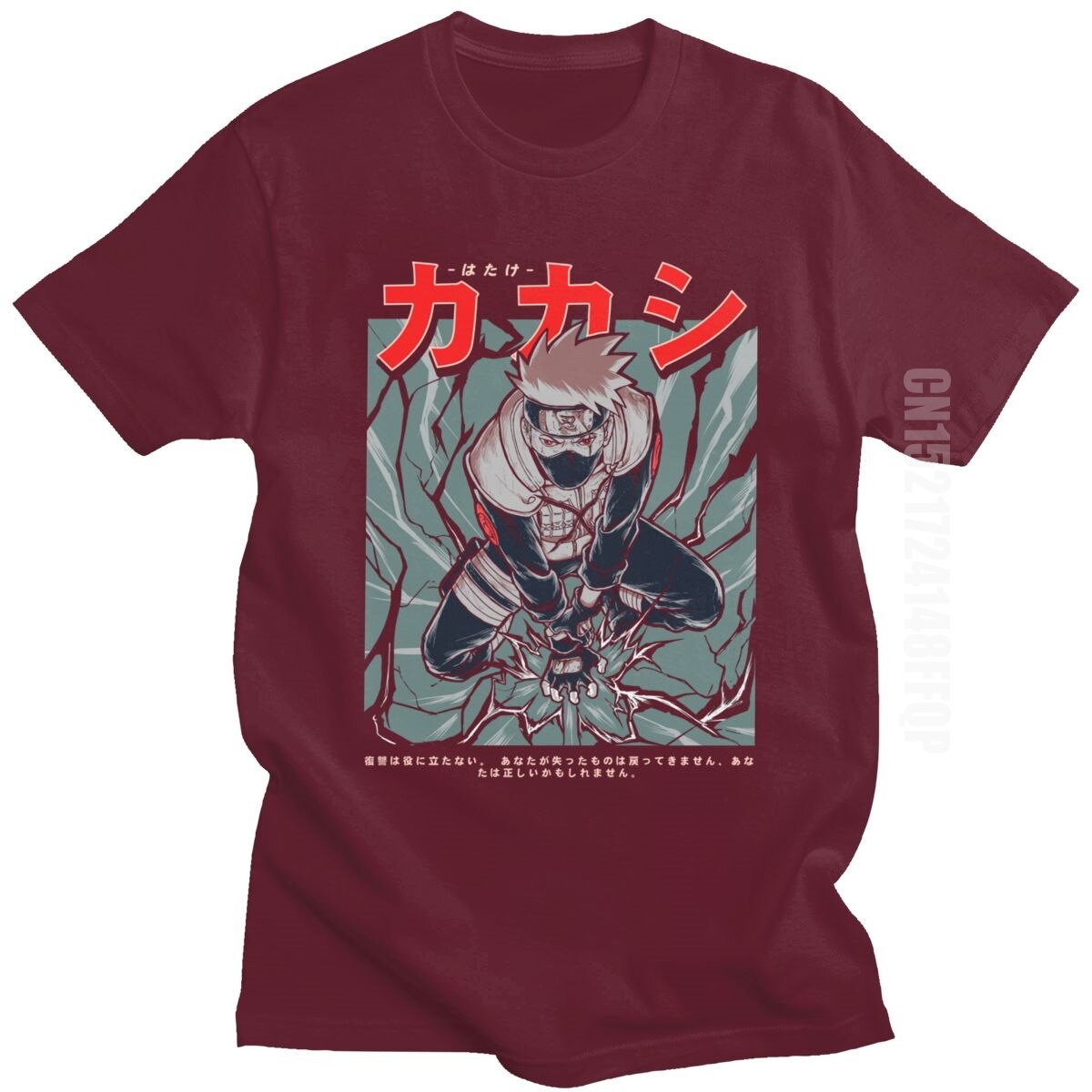 Kakashi Hatake Tshirt Men 100% Cotton Anime Manga Sharingan Tee Shirt Crewneck Summer Naruto Ninja T-shirt Japan Style Clothing