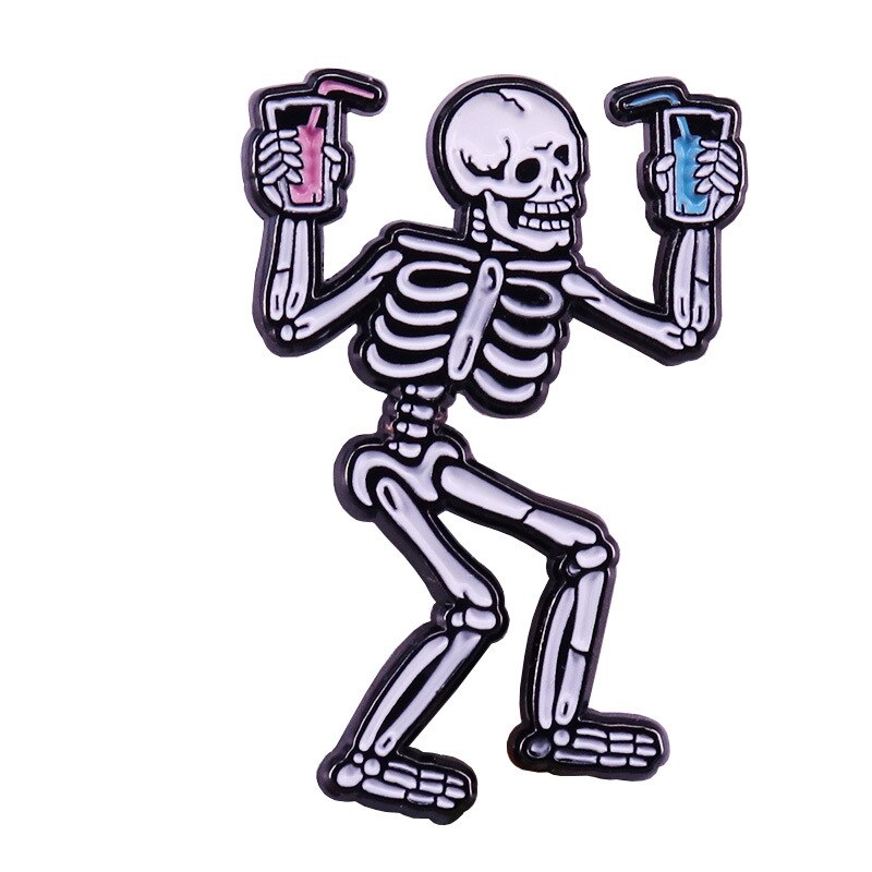 Skull Bartender Brooch Bar Cocktail Party Skeleton Badge Fun Holiday Accessories