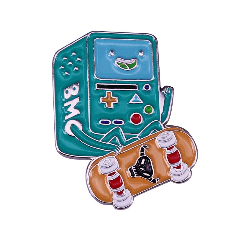 Adventure Time Brooch Game Machine and Skateboarding Badge Fantasy Comedy Animation Pin