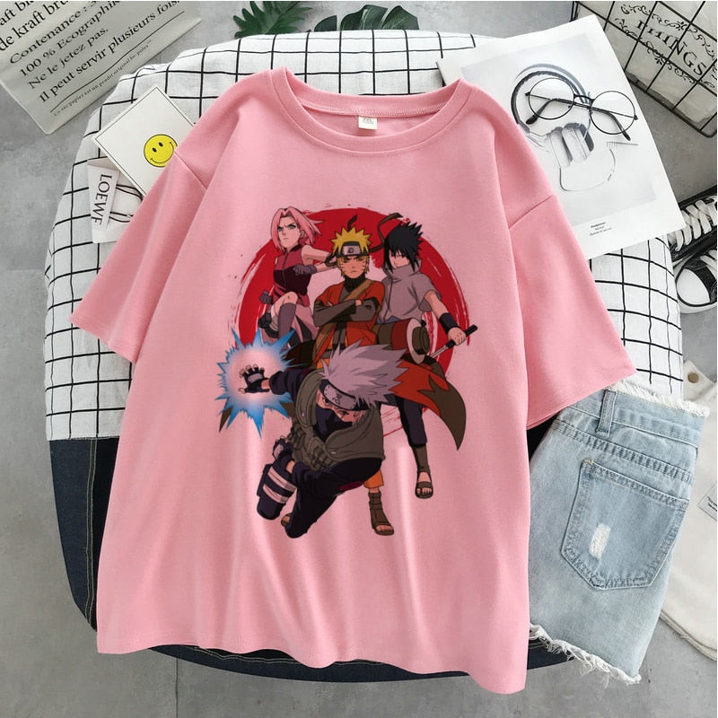 Naruto Hatake Kakashi Graphic Print T-shirt Women Harajuku Aesthetic White Top Plus Size Tshirt Anime Japan Style Female T Shirt