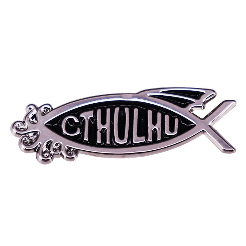 Mysterious Cthulhu Fish Brooch Steampunk Metal Badge