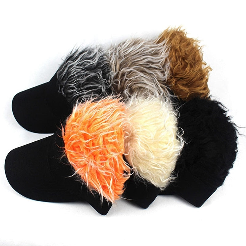 Novelty Baseball Cap Fake Hair Visor Sun Hat Men Women Hip Hop Caps With Spiked