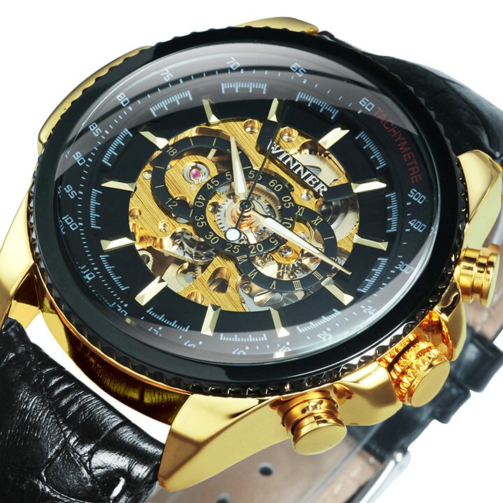 Military Watch For Men Skeleton Automatic Mechanical Wrist Watches Top Brand Luxury 2021 Silver Gold Big Leather Reloj Hombre