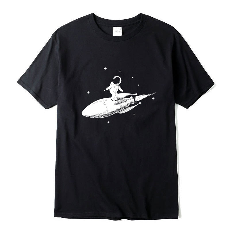 Men high quality tshirt 100% cotton short sleeve Funny space trip print men Tshirt casual o-neck loose t-shirt men tee shirts