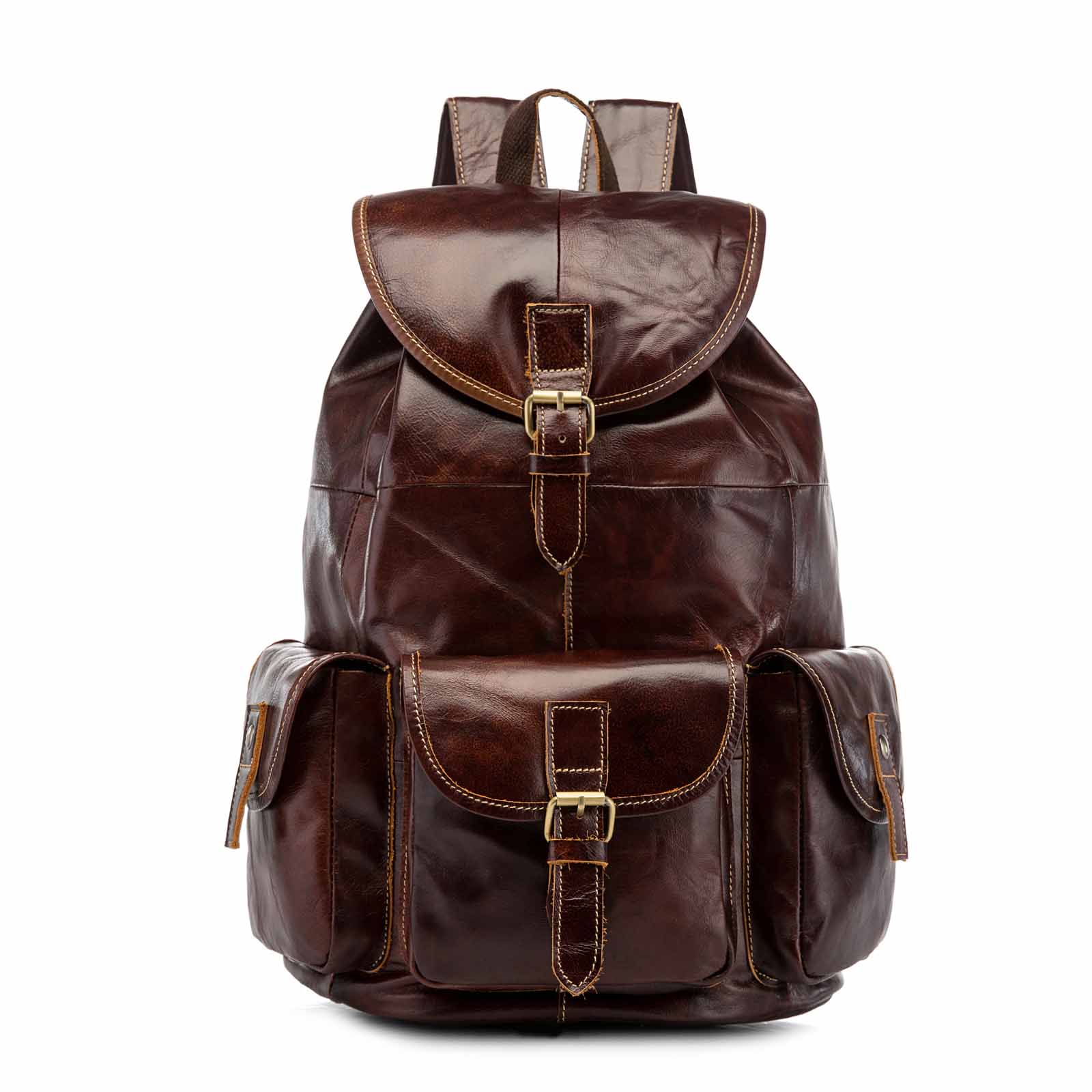 New Design Male Genuine Leather Fashion Heavy Duty Travel School University College Book Laptop Bag Backpack Daypack Men 9950