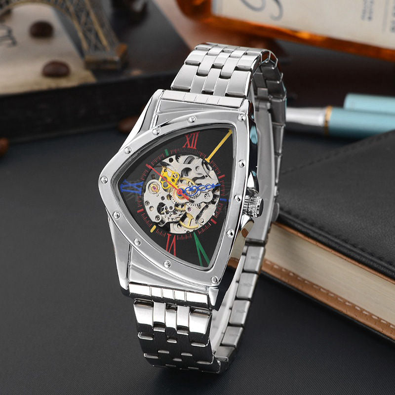 Men Watch Hollow Triangular Mechanical Watches Stainless Steel Men's Wristwatches Fashion Brand Men Clock Male Dropshipping!!!
