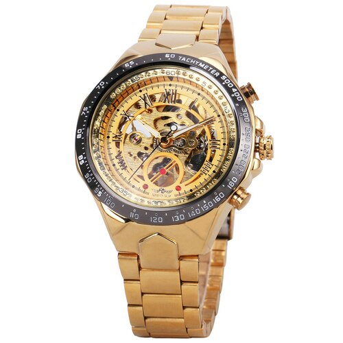 New WINNER Relojes Watches Top Branded Mens Classic Stainless Steel Self Wind Skeleton Mechanical Watch Fashion Cross Wristwatch