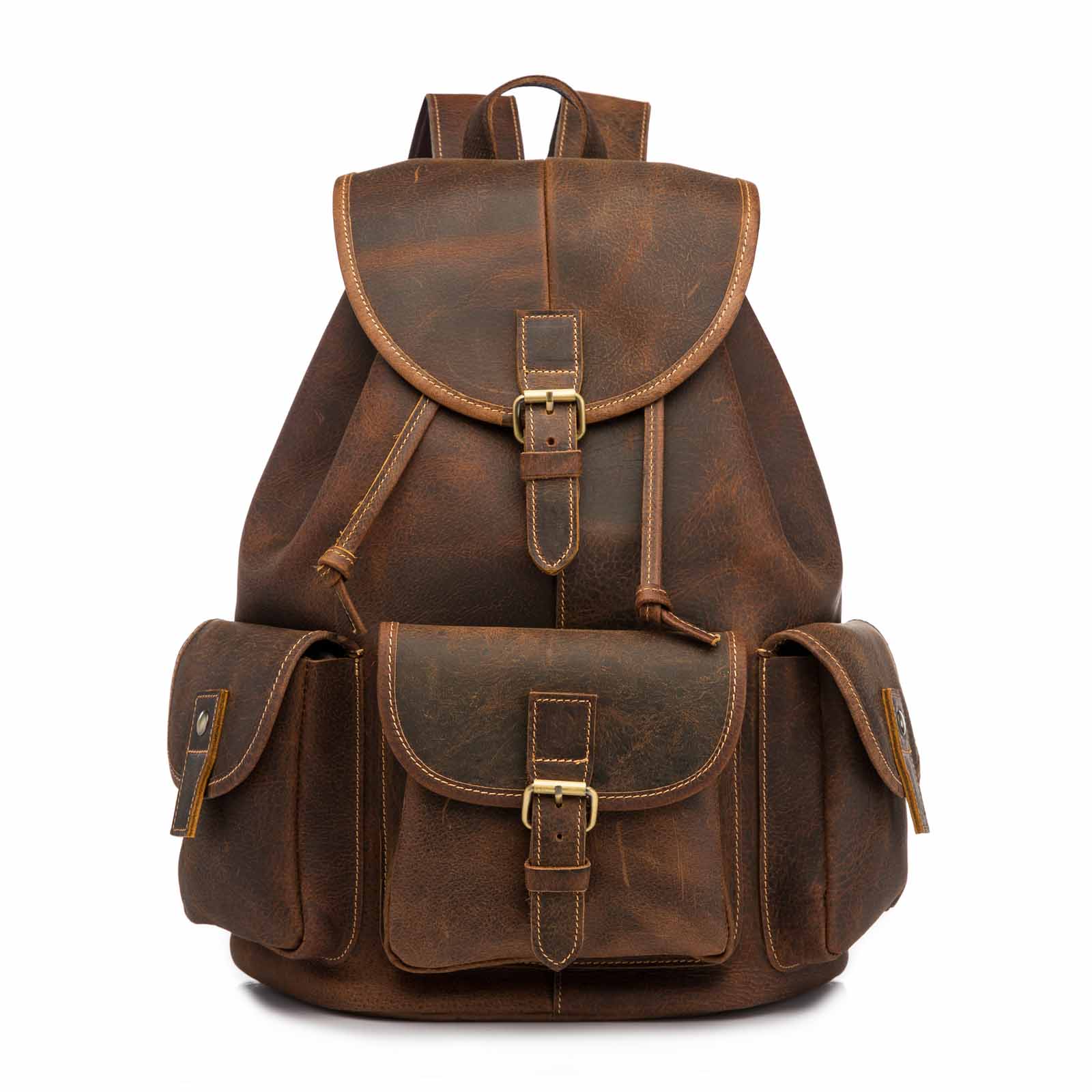 New Design Male Genuine Leather Fashion Heavy Duty Travel School University College Book Laptop Bag Backpack Daypack Men 9950