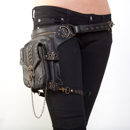 Ladies Pockets Retro Messenger Bag Punk Mujer Femme Women Shoulder Bag Men Hombre Womens High Quality PU Leather Travel Leg Bag