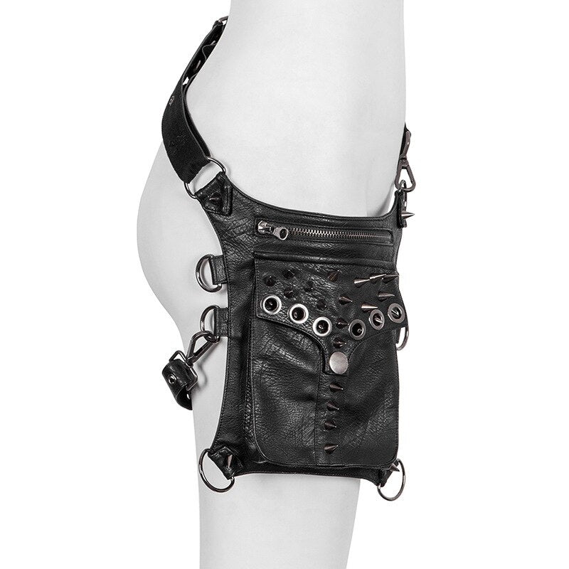 Lady Pockets Waistbag Messenger Bag Punk Mujer Women Hiking Waist Bag Womens High Quality Genuine Leather Travel Riding Leg Bag