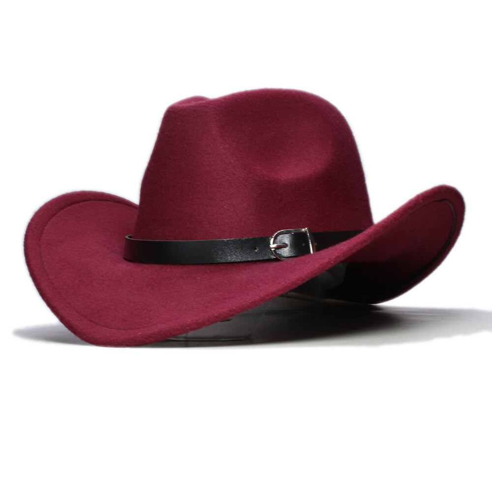 LUCKYLIANJI Boys Girl  Wide Brim  Country Western Leather Band Hat Fedora Trilby Wool Felt Jazz Chapeu Cowboy Cap For Children