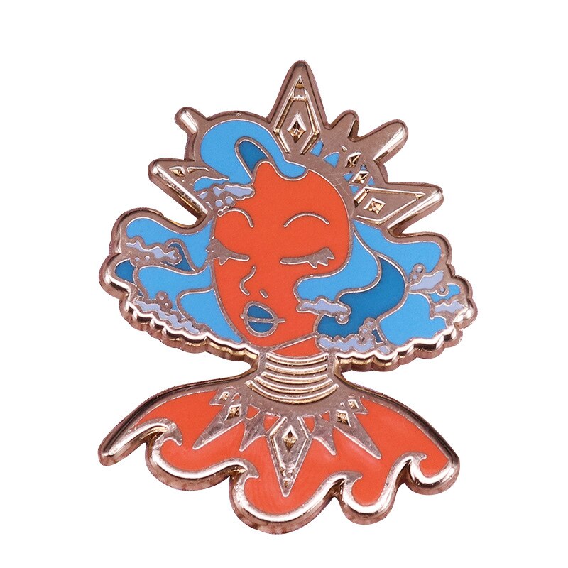 Ocean Lady Brooch Compass Crown Item Badge Charm Goddess Art Pin