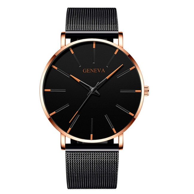 Minimalist Men's Fashion Ultra Thin Watches Simple Men Business Stainless Steel Mesh Belt Quartz Watch relogio masculino