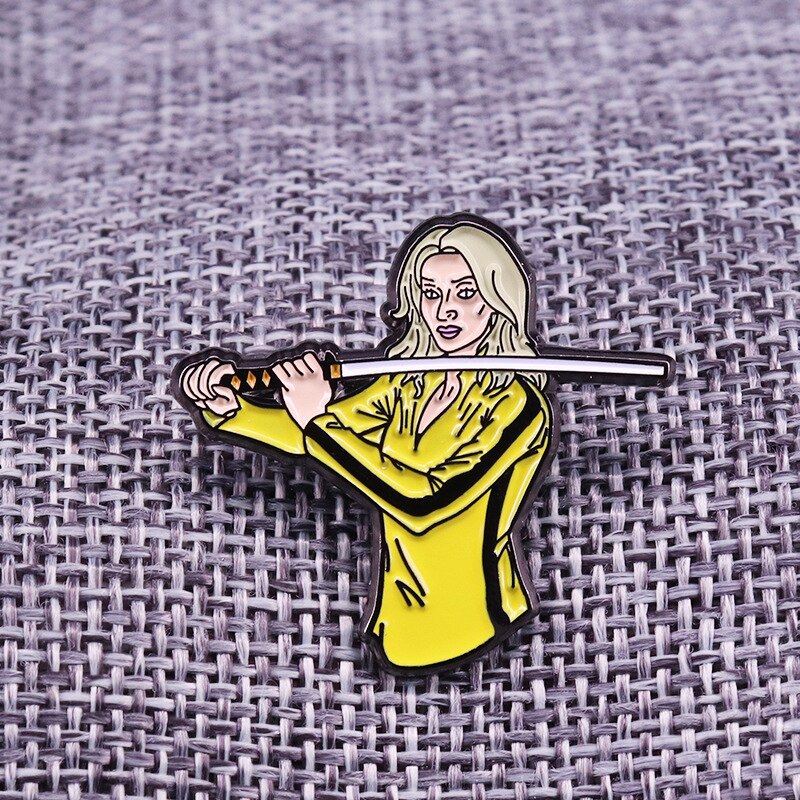 Kill Bill's deadly duel scene inspiration brooch thriller action movie badge