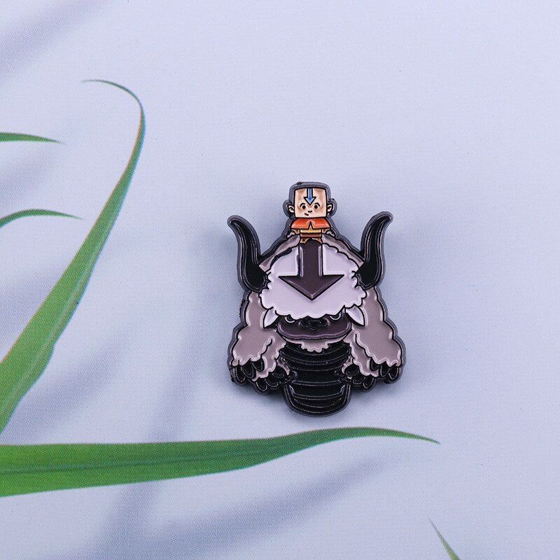 Movie Avatar: Avatar An Ang and Flying Bison Apa Cartoon Animation Brooch