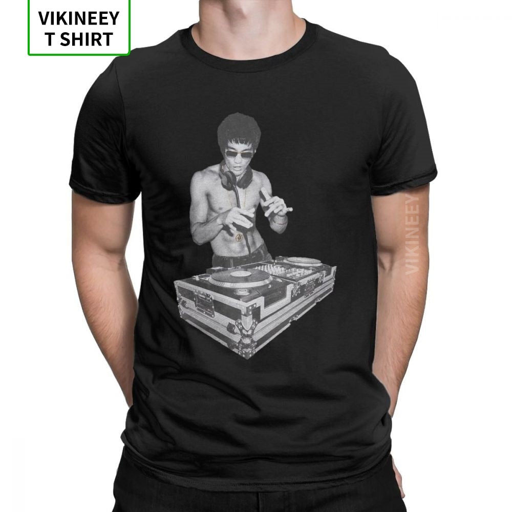 DJ Lee Bruce Lee T Shirt Men's Cotton Leisure T-Shirts Dragon Movie Kung Fu Brusli Karate International Tee Shirt Fun Top Clothes