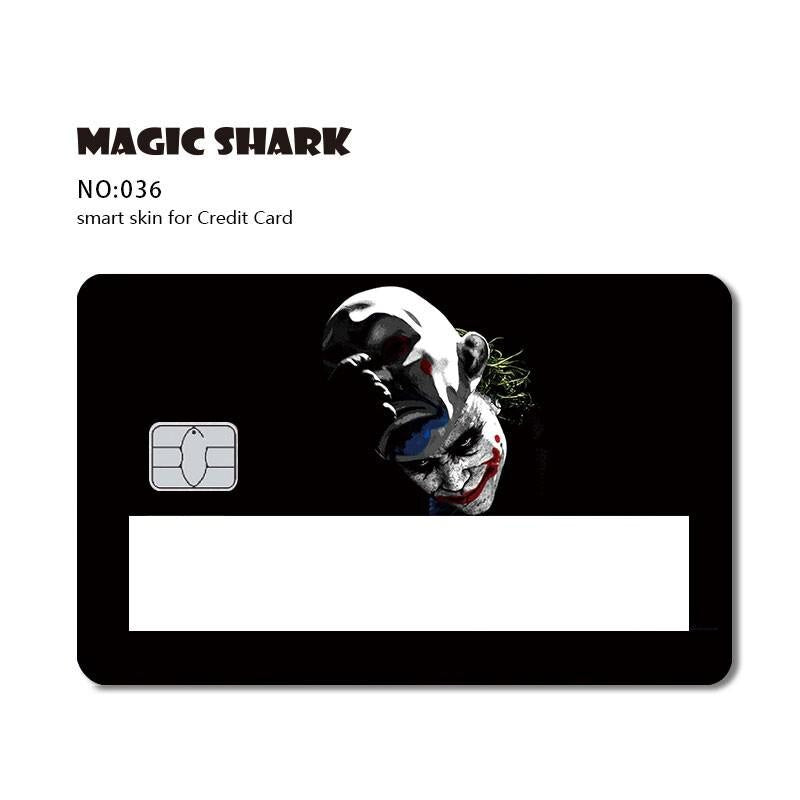 Magic Shark Fashion Wood Print Star Space Joker Money Dollar Window Sticker Case Film Skin for Credit Debit Card Big Small Chip