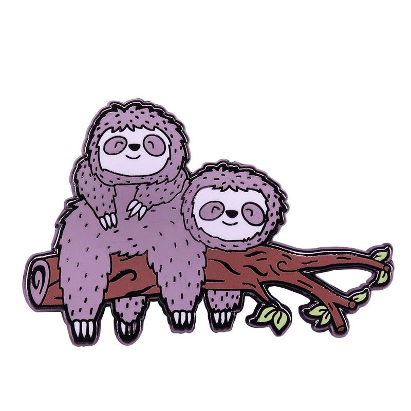 Cute sloth brooch cartoon animal badge funny clothes bag accessory decoration