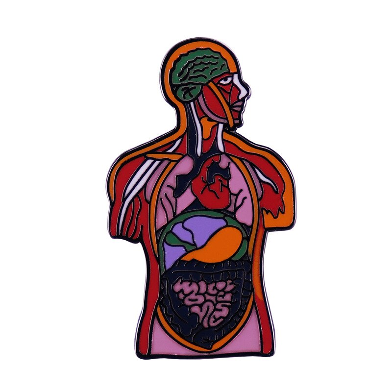 Anatomy Human System Organ Brooch Health Awareness Badge Weird Gothic Art Pin