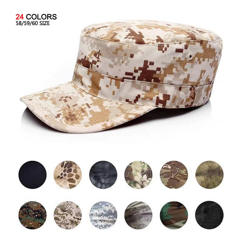 58/59/60cm Army Camouflage Military Hats Shako High Quality Thickened Soldier Cap Workout Camping Hunting Hat KS02
