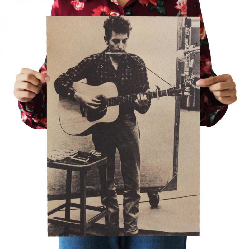 Bob Dylan Vintage kraft poster Interior Bar Cafe Decor print 36x51 Cm