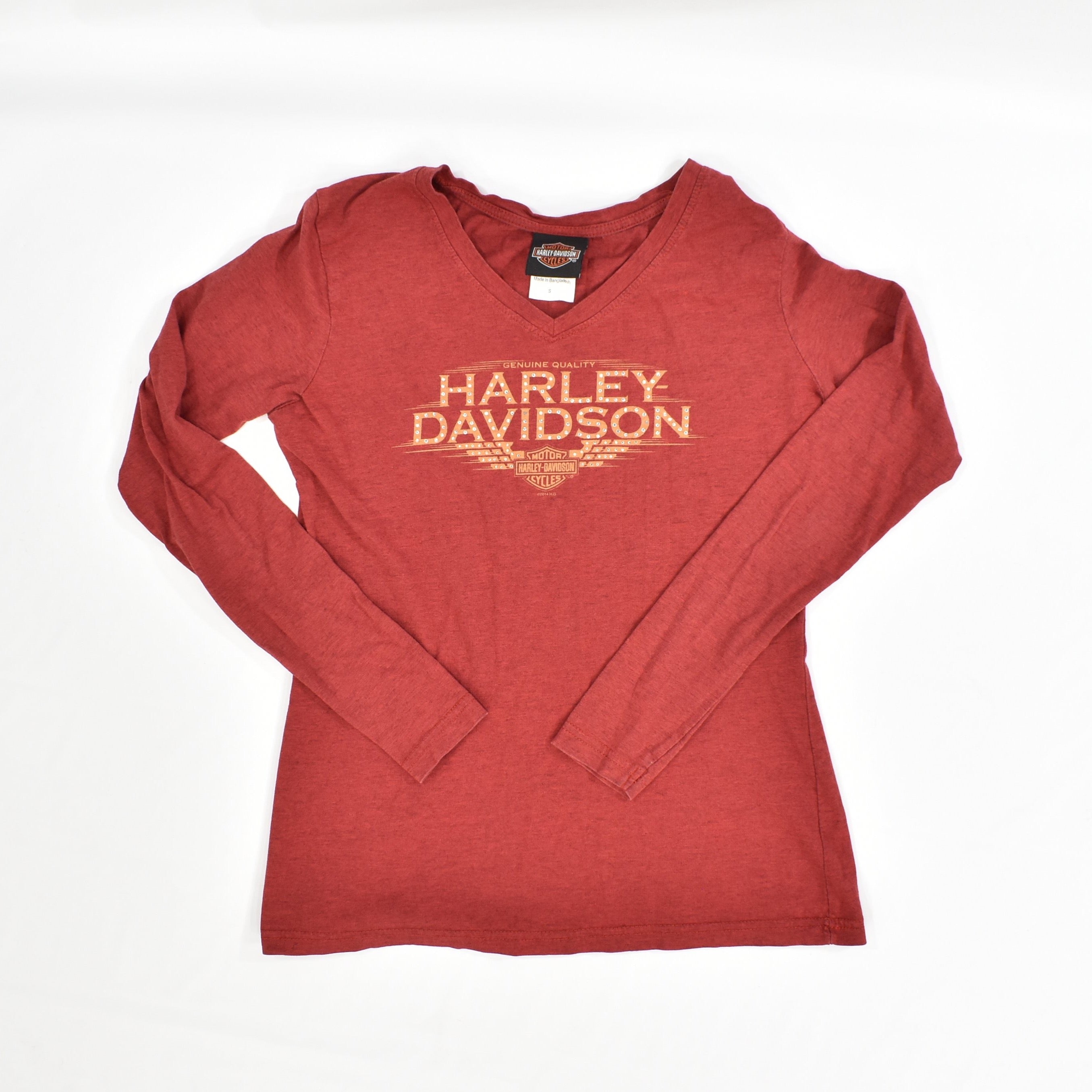 Harley Davidson Woman's Long Sleeve SMALL Red Shirt USED