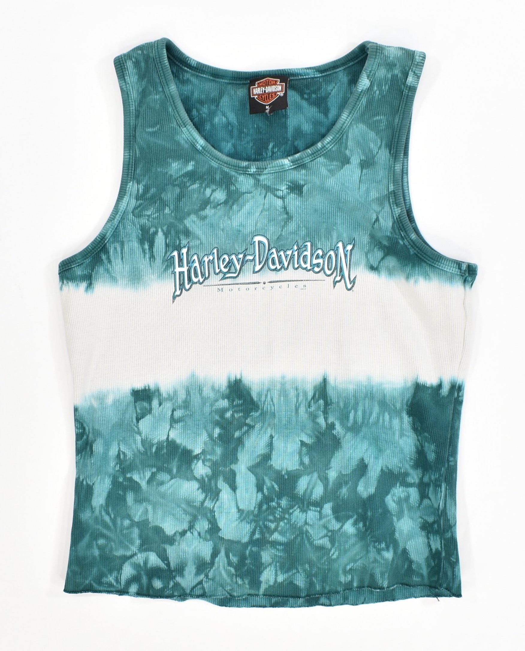 Harley Davidson Woman's Tank Top Medium Teal Tie Die Holoubek Waukesha WI
