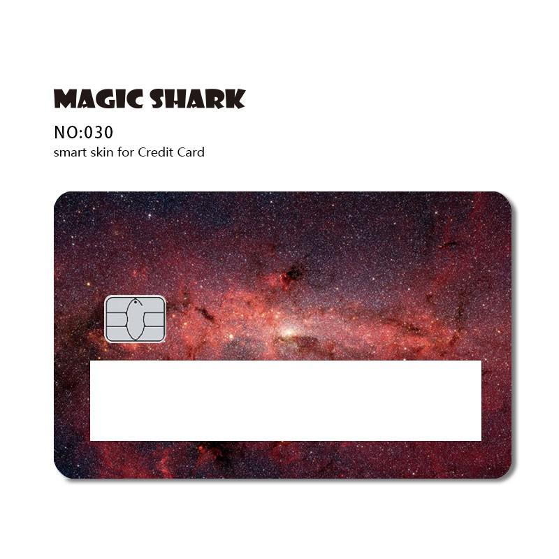 Magic Shark Fashion Wood Print Star Space Joker Money Dollar Window Sticker Case Film Skin for Credit Debit Card Big Small Chip